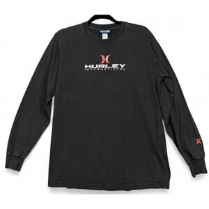 Hurley Surf Long Sleeve T-Shirt Blue M Vintage Y2K Thrashed Grunge